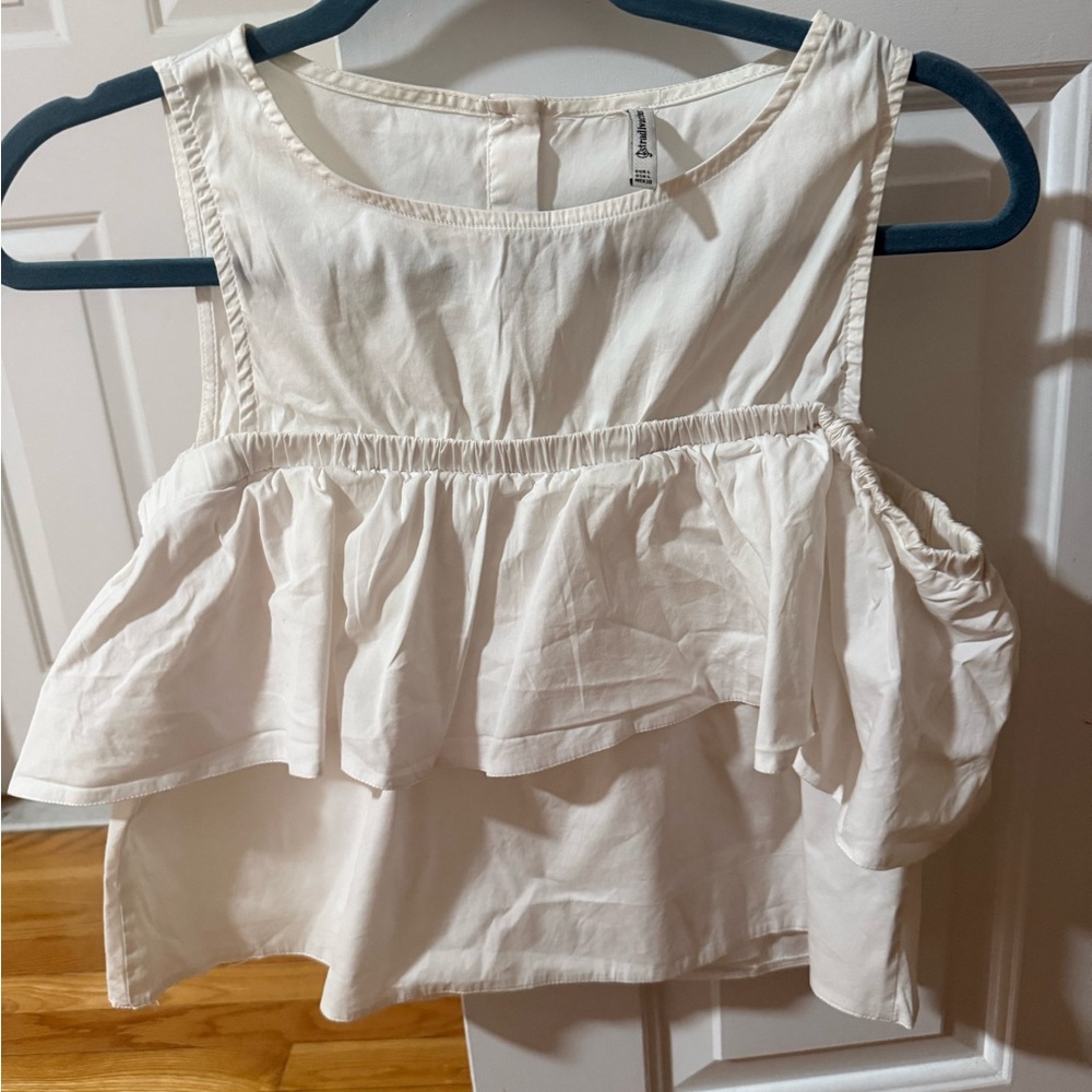 Stradivarius Cream Ruffled Blouse